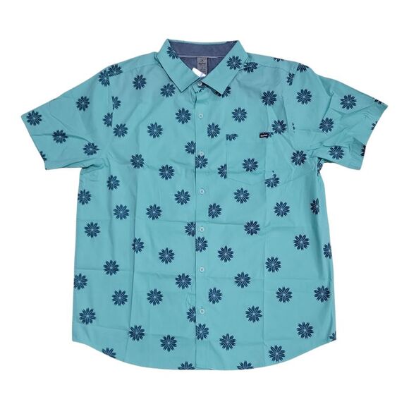 Hurley Men's Patio Printed Soft Comfortable Woven Shirt - Turquoise - Picture 1 of 1